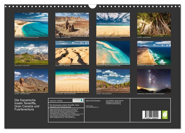 Produktbild: Die Kanarische Inseln Teneriffa, Gran Canaria und Fuerteventura (Wandkalender 2026 DIN A3 quer), CALVENDO Monatskalender