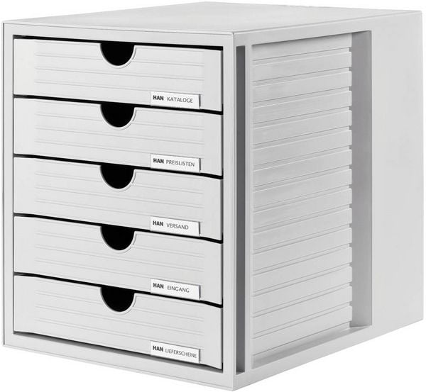 Produktbild: HAN Systembox 1450-11 Schubladenbox Lichtgrau DIN A4, DIN C4 Anzahl der Schubf&auml;cher: 5