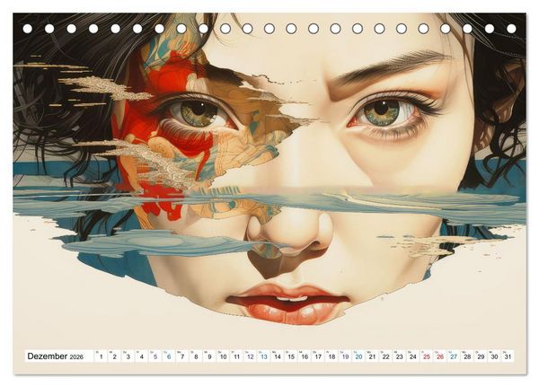 Produktbild: Surrealismus trifft asiatisch anmutende Gesichter (Tischkalender 2026 DIN A5 quer), CALVENDO Monatskalender