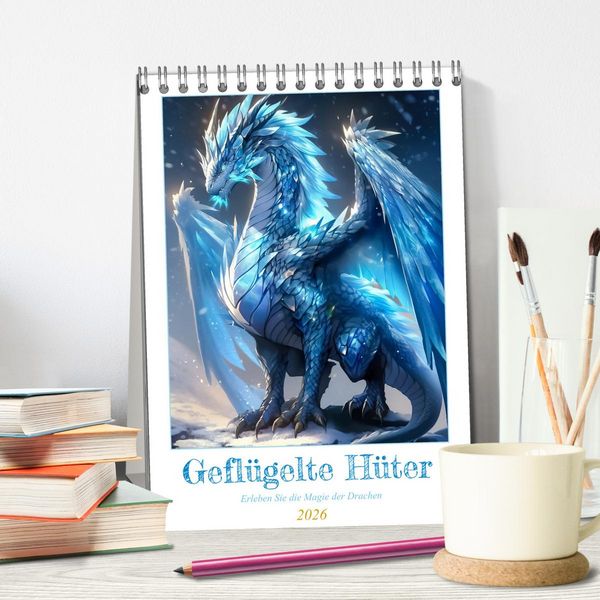 Produktbild: Gefl&uuml;gelte H&uuml;ter - Erleben Sie die Magie der Drachen (Tischkalender 2026 DIN A5 hoch), CALVENDO Monatskalender