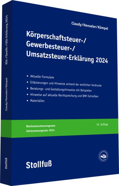 Produktbild: K&ouml;rperschaftsteuer-, Gewerbesteuer-, Umsatzsteuer-Erkl&auml;rung 2024
