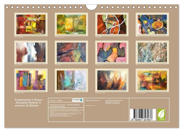 Produktbild: Kaleidoskop in Braun - Abstrakte Malerei in warmen Erdfarben (Wandkalender 2026 DIN A4 quer), CALVENDO Monatskalender