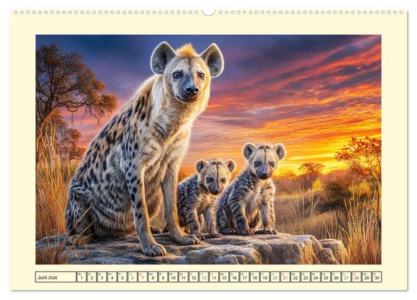 Produktbild: Afrikas Hy&auml;nen. Die kichernden Schatten der Savanne (hochwertiger Premium Wandkalender 2026 DIN A2 quer), Kunstdruck in Hochglanz