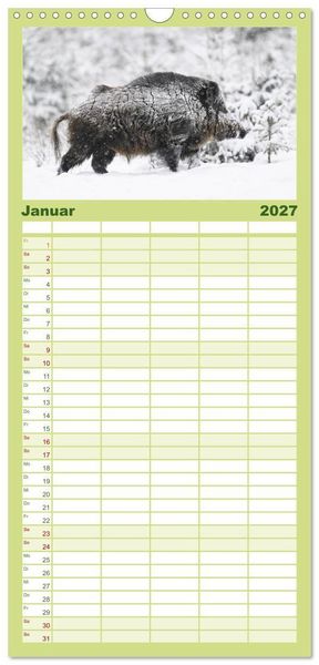 Produktbild: Familienplaner 2027 - Wildschweine &ndash; Wildlife Fotografien mit 5 Spalten (Wandkalender, 21 x 45 cm) CALVENDO