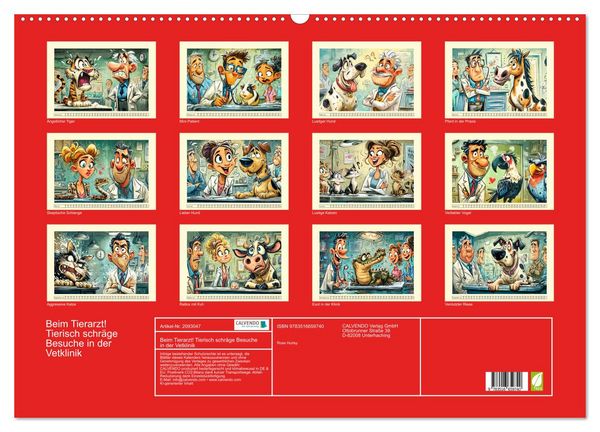 Produktbild: Beim Tierarzt! Tierisch schr&auml;ge Besuche in der Vetklinik (Wandkalender 2026 DIN A2 quer), CALVENDO Monatskalender