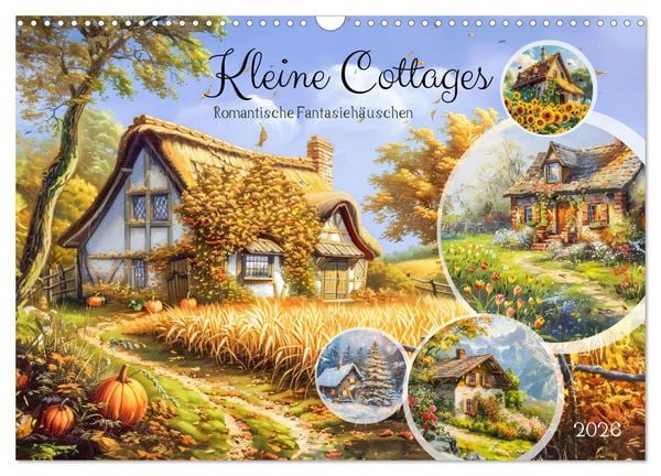Produktbild: Kleine Cottages - Romantische Fantasieh&auml;uschen (Wandkalender 2026 DIN A3 quer), CALVENDO Monatskalender