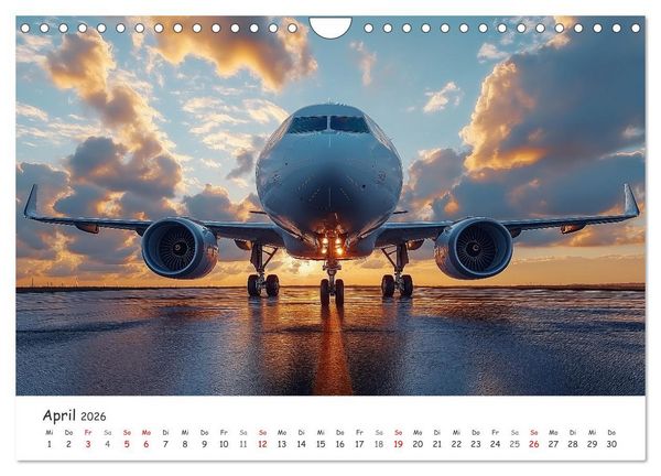 Produktbild: Flugzeugkalender - Die sch&ouml;nsten Passagiermaschinen (Wandkalender 2026 DIN A4 quer), CALVENDO Monatskalender