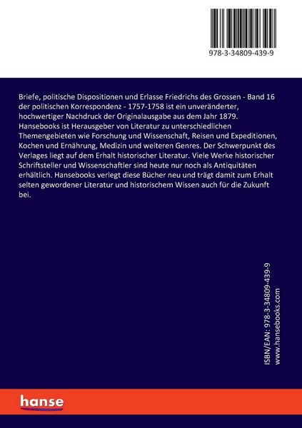 Produktbild: Briefe, politische Dispositionen und Erlasse Friedrichs des Grossen