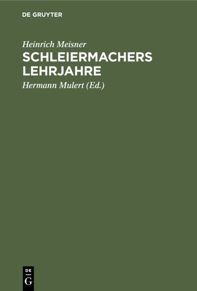 Produktbild: Schleiermachers Lehrjahre