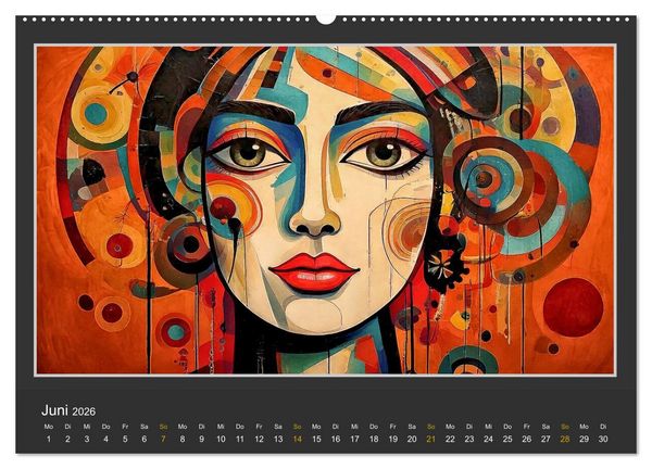 Produktbild: Frauenportr&auml;ts mit dekonstruktivem Ansatz (hochwertiger Premium Wandkalender 2026 DIN A2 quer), Kunstdruck in Hochglanz