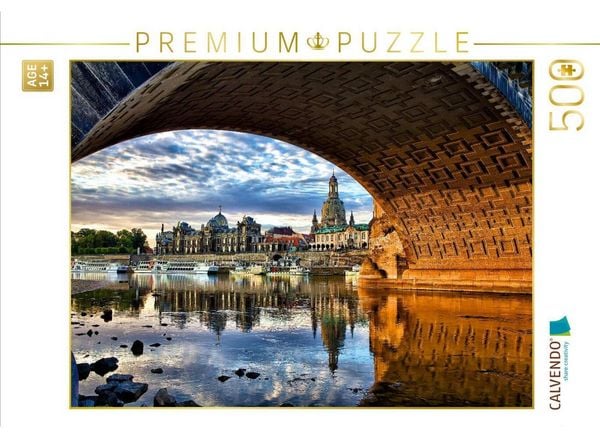CALVENDO Puzzle Unter der Augustusbrücke | 500 Teile Lege-Größe 48 × 36 cm Foto-Puzzle für Erwachsene