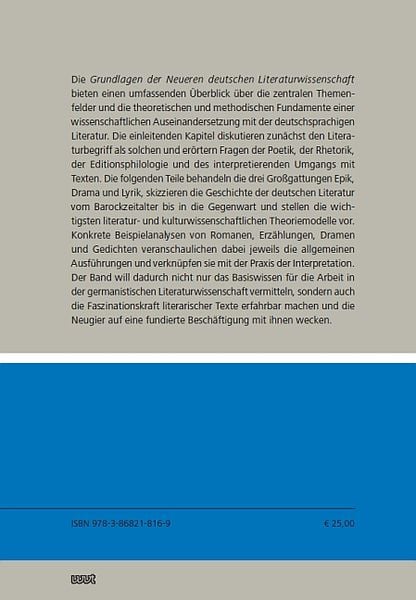 Produktbild: Grundlagen der Neueren deutschen Literaturwissenschaft