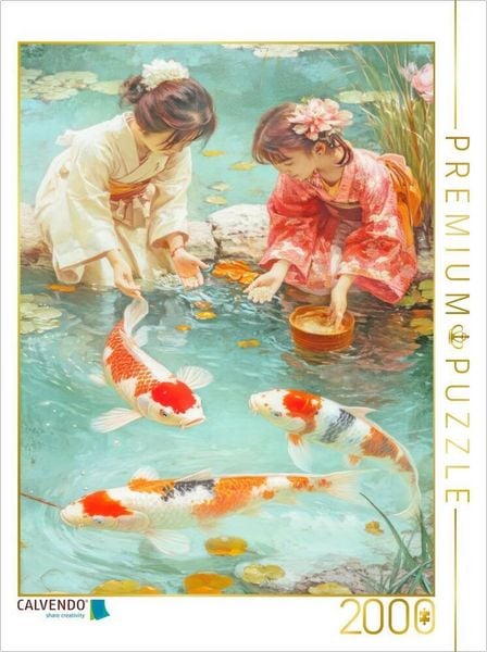 CALVENDO Puzzle Kois in Illustrationen | 2000 Teile Lege-Größe 90 × 67 cm Foto-Puzzle für glückliche Stunden