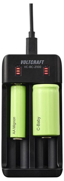 Produktbild: VOLTCRAFT VC-BC-2100 Rundzellen-Ladeger&auml;t NiMH, LiIon Mignon (AA), Micro (AAA), Mini (AAAA), Baby (C), 26700, 26650, 22650, 25500