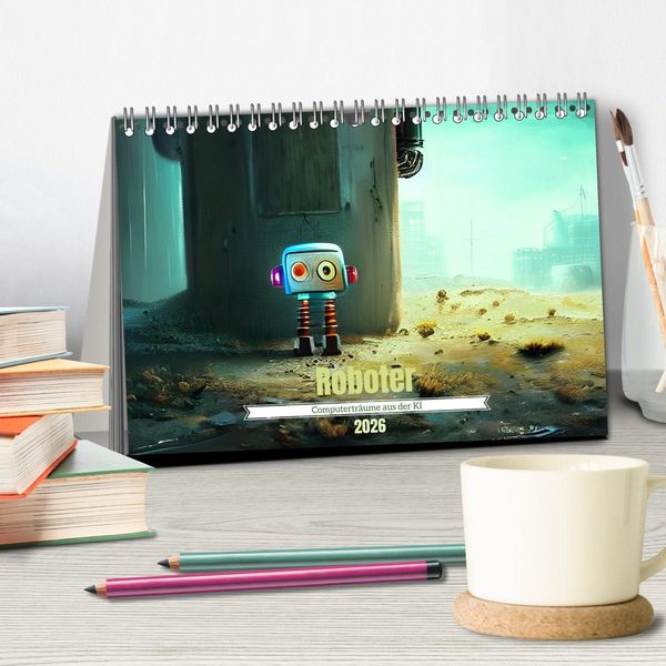 Produktbild: Roboter - Computertr&auml;ume aus der KI (Tischkalender 2026 DIN A5 quer), CALVENDO Monatskalender