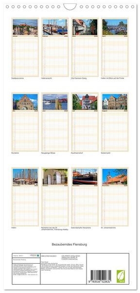 Produktbild: Familienplaner 2026 - Bezauberndes Flensburg mit 5 Spalten (Wandkalender, 21 x 45 cm) CALVENDO