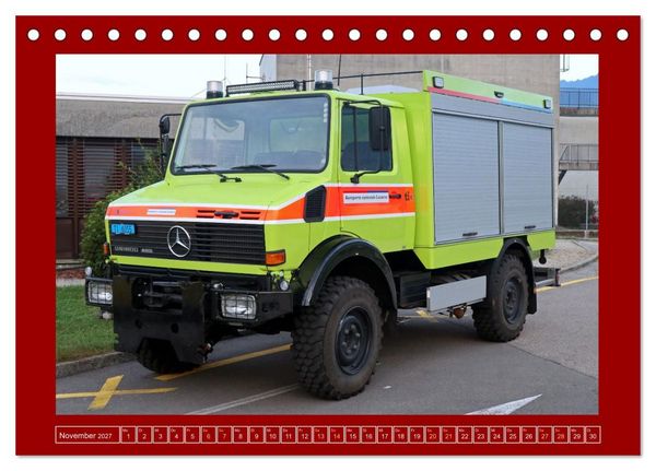Produktbild: Unimog bei der Feuerwehr (Tischkalender 2027 DIN A5 quer), CALVENDO Monatskalender