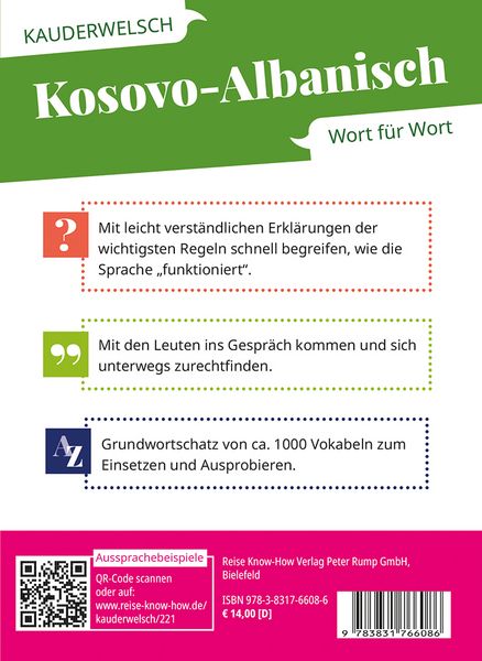 Produktbild: Reise Know-How Sprachf&uuml;hrer Kosovo-Albanisch - Wort f&uuml;r Wort