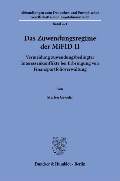 Produktbild: Das Zuwendungsregime der MiFID II