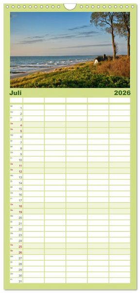 Produktbild: Familienplaner 2026 - OSTSEEGL&Uuml;CK - Gl&uuml;cksmomente auf dem Dar&szlig; mit 5 Spalten (Wandkalender, 21 x 45 cm) CALVENDO