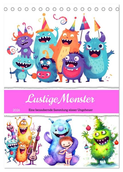 Produktbild: Lustige Monster - Eine bezaubernde Sammlung s&uuml;sser Ungeheuer (Tischkalender 2026 DIN A5 hoch), CALVENDO Monatskalender