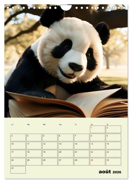 Produktbild: Les pandas rigolos - Une ann&eacute;e de douceur et de rires (Calendrier mural 2026 DIN A4 horizontal), CALVENDO calendrier mensuel
