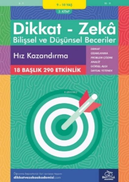 Produktbild: 9-10 Yas Dikkat - Zeka Bilissel ve D&uuml;s&uuml;nsel Beceriler 3. Kitap - Hiz Kazandirma