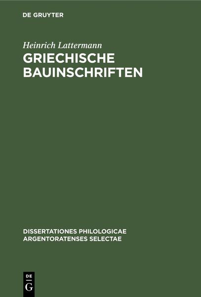 Produktbild: Griechische Bauinschriften