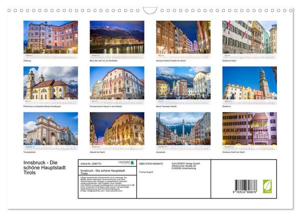 Produktbild: Innsbruck - Die sch&ouml;ne Hauptstadt Tirols (Wandkalender 2026 DIN A3 quer), CALVENDO Monatskalender