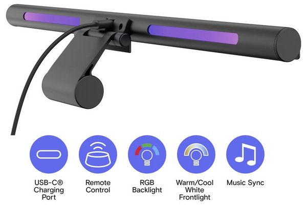 Produktbild: Sygonix SY-7459572 LED Bildschirmleuchte LED Schwarz