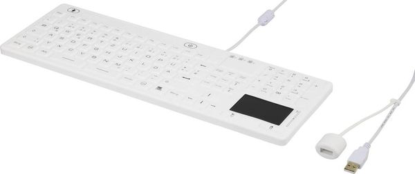 Produktbild: iM-IKB110-WH Tastatur Renkforce Wei&szlig; Spritzwassergesch&uuml;tzt, Staubgesch&uuml;tzt, Touch-Oberfl&auml;che