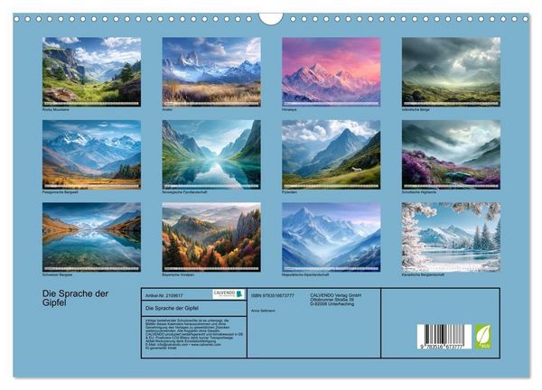 Produktbild: Die Sprache der Gipfel (Wandkalender 2026 DIN A3 quer), CALVENDO Monatskalender