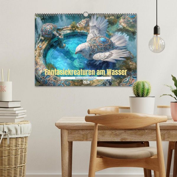 Produktbild: Fantasiekreaturen am Wasser - Biomorphe Landschaften (Wandkalender 2026 DIN A3 quer), CALVENDO Monatskalender