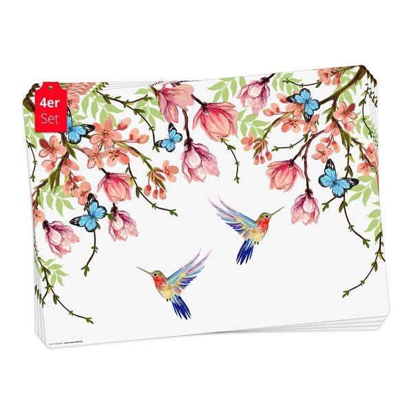 Produktbild: Tischsetmacher Tischsets Kolibris und Schmetterlinge, aus hochwertigem Vinyl (4 St&uuml;ck), 44 x 32 cm