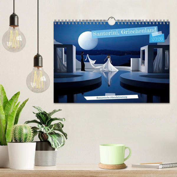 Produktbild: Santorini, Griechenland -Romatische Abendstimmung- (Wandkalender 2026 DIN A4 quer), CALVENDO Monatskalender