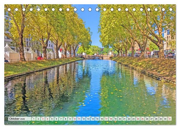 Produktbild: D&uuml;sseldorf Vom Ufer bis zur Skyline (Tischkalender 2026 DIN A5 quer), CALVENDO Monatskalender
