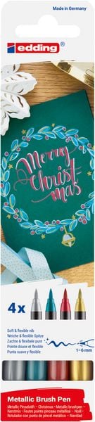 Produktbild: edding 1340 metallic brushpen, Pinselstift 4er-Set Xmas