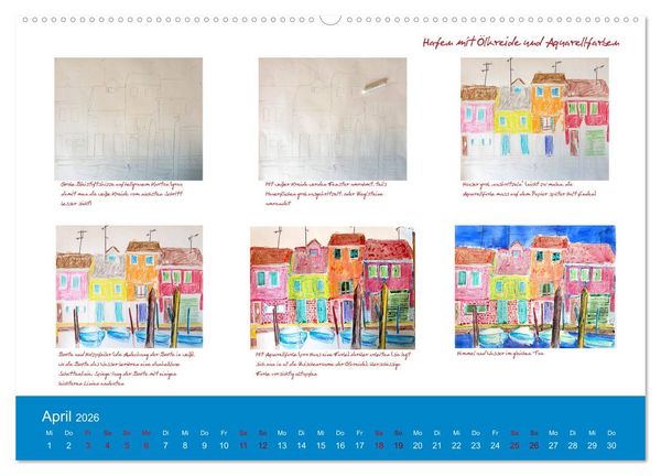 Produktbild: Mal einfach mit ! 12 ausf&uuml;hrliche Schritt f&uuml;r Schritt Anleitungen (hochwertiger Premium Wandkalender 2026 DIN A2 quer), Kunstdruck in Hochglanz