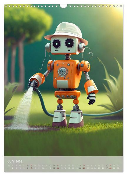 Produktbild: RoboLife - Niedliche Blechfreunde im Alltag (Wandkalender 2026 DIN A3 hoch), CALVENDO Monatskalender