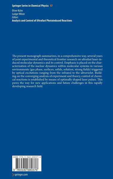 Produktbild: Analysis and Control of Ultrafast Photoinduced Reactions
