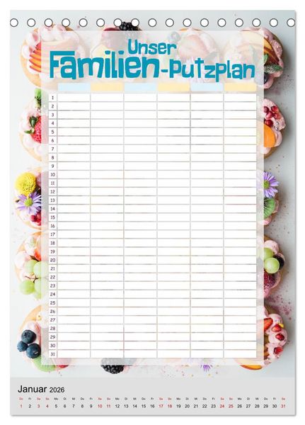 Produktbild: Unser Familien-Putzplan & Kalender 2026 (Tischkalender 2026 DIN A5 hoch), CALVENDO Monatskalender