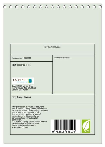 Produktbild: Tiny Fairy Havens (Desk Calendar 2026 DIN A5 portrait), CALVENDO 12 Month DeskCalendar