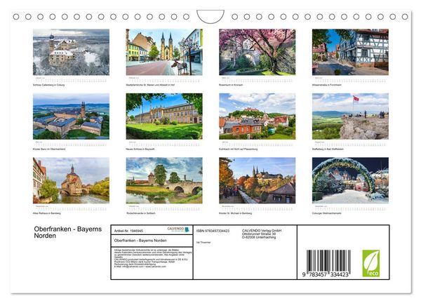 Produktbild: Oberfranken - Bayerns Norden (Wandkalender 2026 DIN A4 quer), CALVENDO Monatskalender