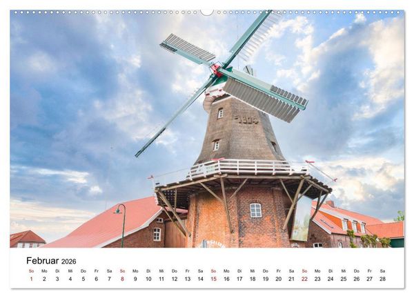 Produktbild: Ostfriesische M&uuml;hlenlandschaft (Wandkalender 2026 DIN A2 quer), CALVENDO Monatskalender