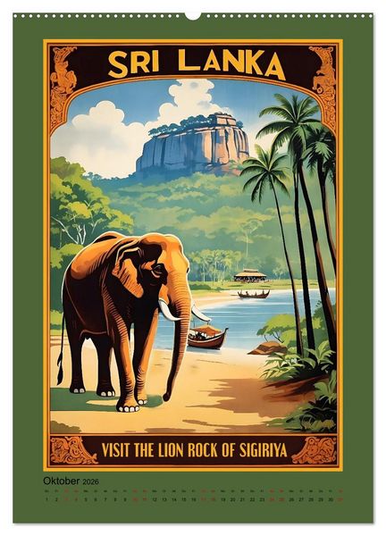 Produktbild: Exotic Travel Poster - nostalgische Abenteuerreisen um die Welt (Wandkalender 2026 DIN A2 hoch), CALVENDO Monatskalender
