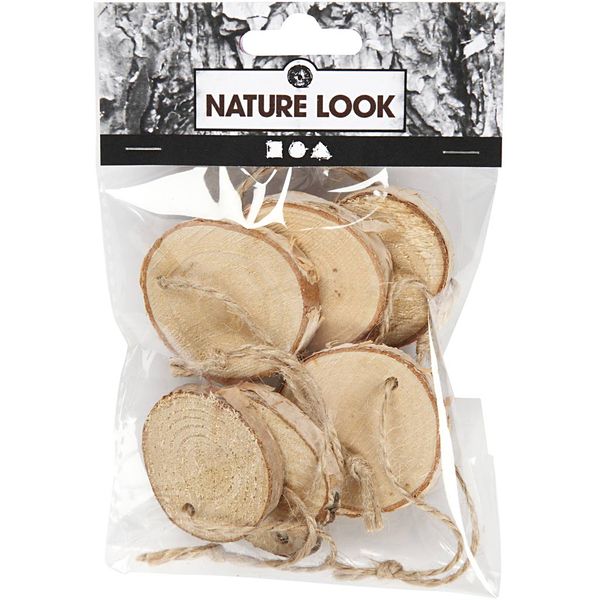 Produktbild: Creativ Company Holzscheiben mit Loch, D 35-45 mm, Dicke, 7 mm, 7 Stk