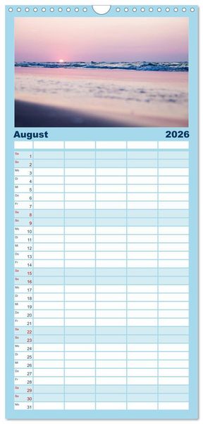 Produktbild: Familienplaner 2026 - Berg, Land und Meer - Eine Reise durch die Landschaften mit 5 Spalten (Wandkalender, 21 x 45 cm) CALVENDO