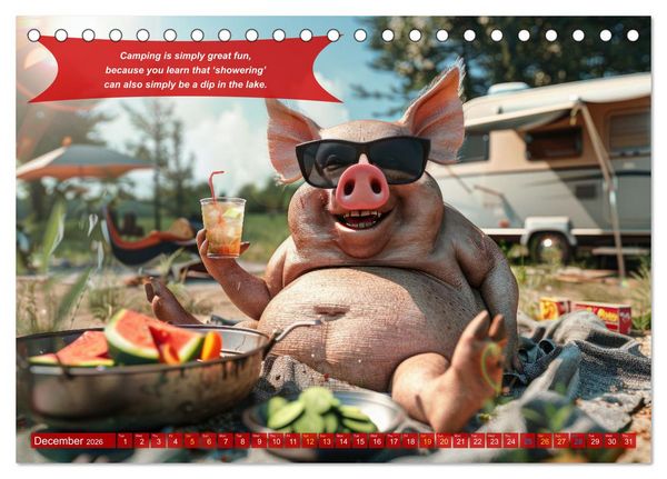 Produktbild: Funny charming animals as campers (Desk Calendar 2026 DIN A5 landscape), CALVENDO 12 Month DeskCalendar
