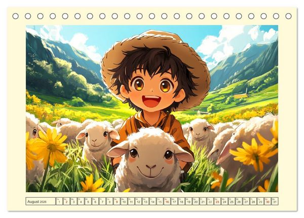 Produktbild: Kleine Farmer. Niedliche Jungs mit ihren tierischen Freunden (Tischkalender 2026 DIN A5 quer), CALVENDO Monatskalender
