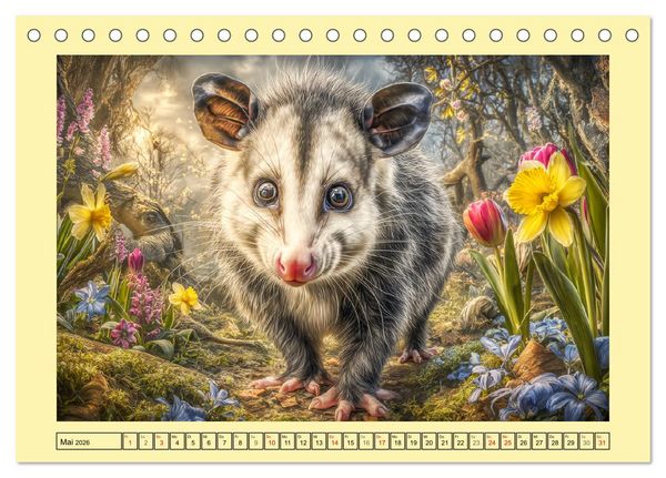 Produktbild: Sanfte Beutelratten. Opossums im stillen Rhythmus der Natur (Tischkalender 2026 DIN A5 quer), CALVENDO Monatskalender